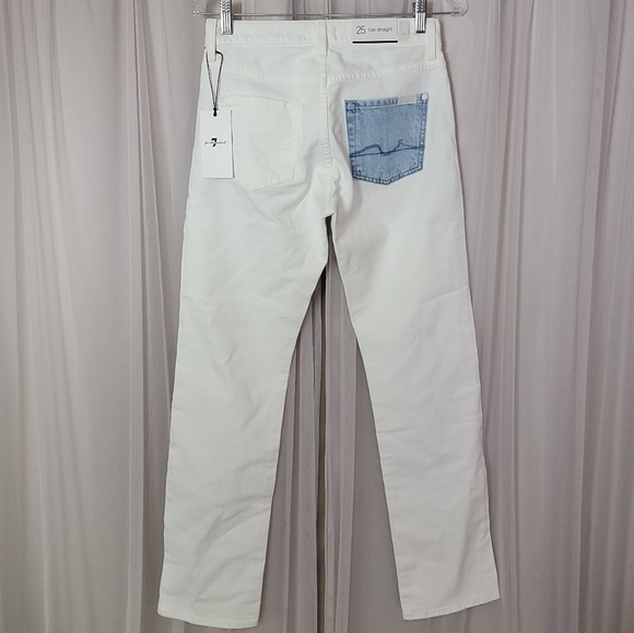 NWT 7 For All Mankind Distressed Straight Leg Jeans - Picture 4 of 11